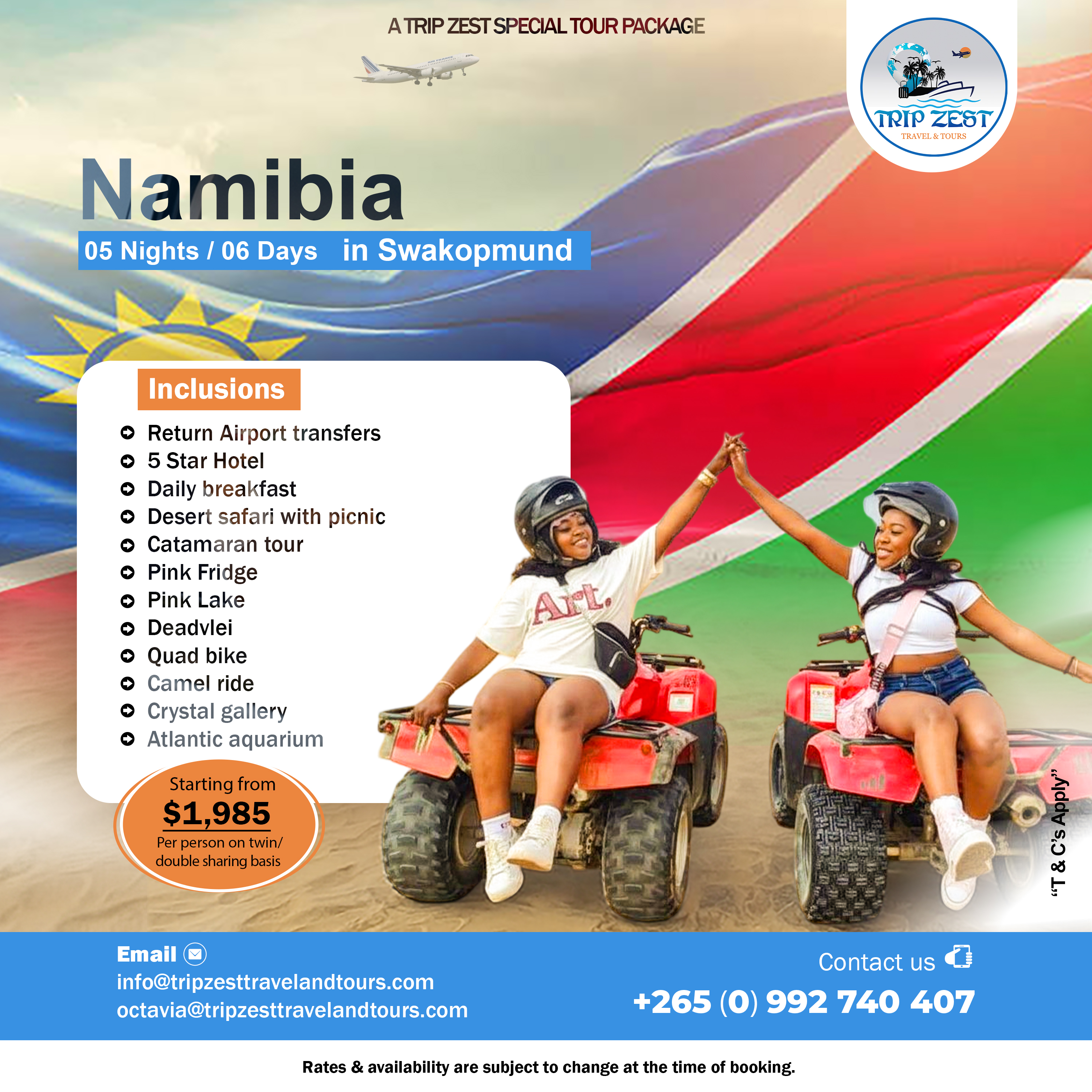 Namibia Desert Safari and Wildlife Adventure Tour 2026 - Stunning Landscapes and Nature
